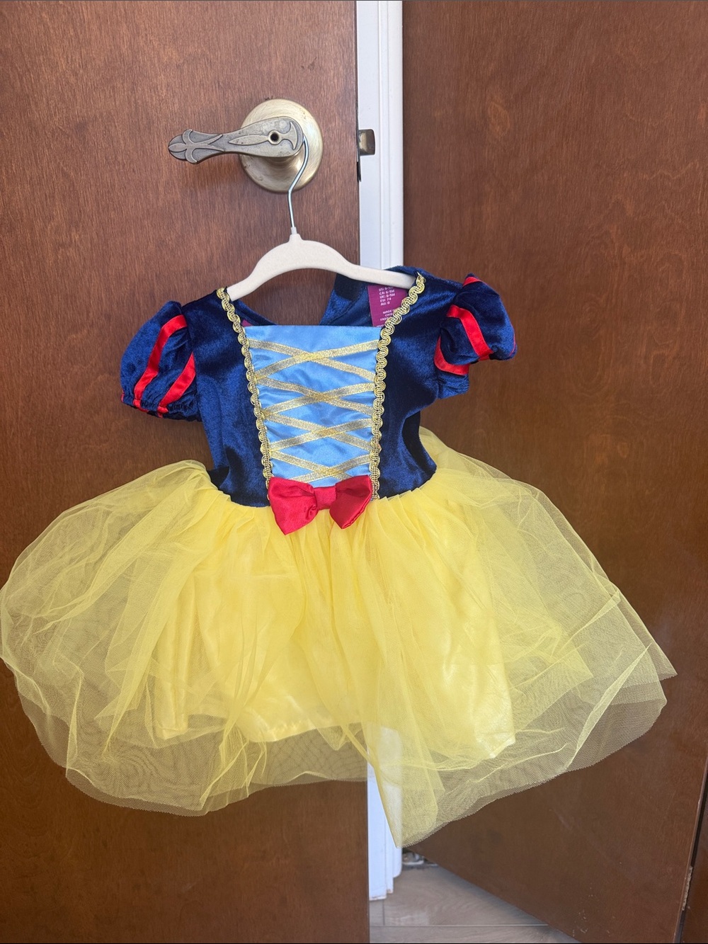 Girls Blue, Yellow & Red Fairy Tale Tulle Princess Costume Snow White.